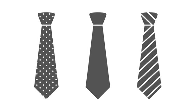 Classic neckties set showing three stylish designs including polka dots, plain dark grey, and diagonal stripes.
