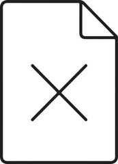 Obraz premium Minimalist outline icon representing a document file with a large cross mark indicating deletion or error