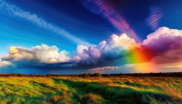 Iridescent Pileus Or Rainbow Clouds In The Sky
