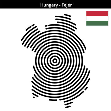 Map of Hungary region Fej&eacute;r in larger concentric lines