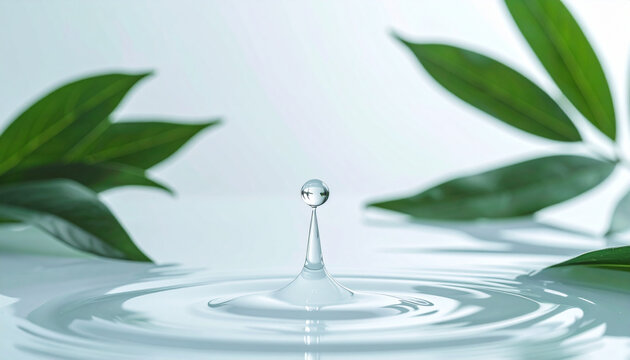 Water Ripple with Green Leaves