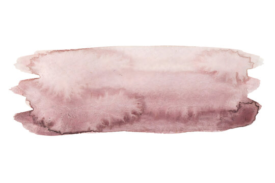 Single dusty rose watercolor brush stroke rectangular shape isolated on a white background, for artistic and, digital projects