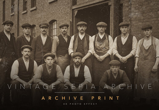 Vintage Sepia Photo Effect Template - Antique Archive Print Look with Scratches Emulsion Cracks Dust and Torn Edge Damage