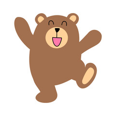 Brown bear character waving hand vector illustration. Funny teddy bear animal clipart isolated. © WhimsyCharmery