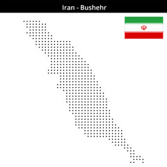 Obraz premium Map of Iran region Bushehr in small size square dots