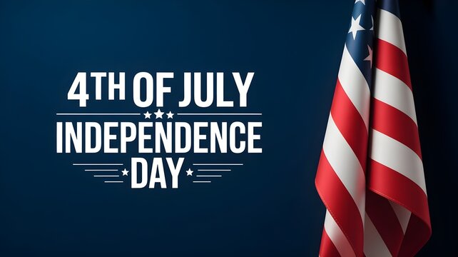 Fourth of july independence day celebration background with a waving american flag on a dark blue backdrop