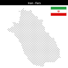 Fototapeta premium Map of Iran region Fars in small cross shaped dots