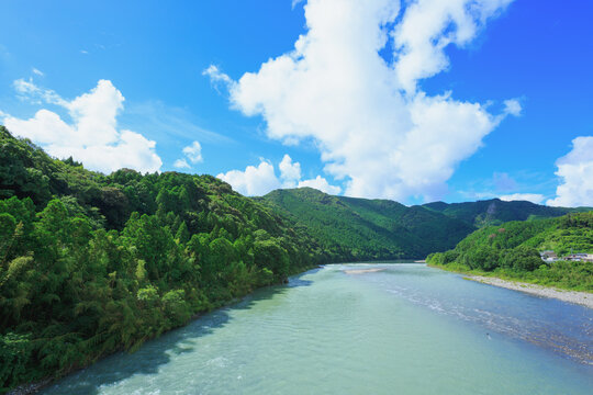真夏の那賀川　徳島県　阿南市