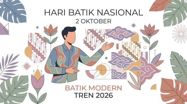 Hari Batik Nasional 2 Oktober: Man Wearing Modern Batik Shirt, Floral Motifs