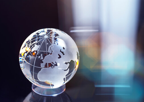 Glass globe representing international business and trade