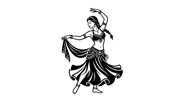 Indian Dancer Silhouette - Traditional Bollywood Dance Performance