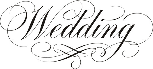 Elegant wedding typography design featuring decorative calligraphy script lettering © RUMEL