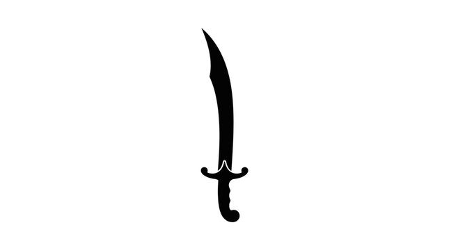 Scimitar silhouette against a white background a curved blade weapon