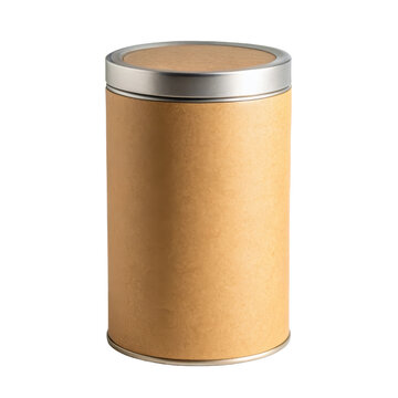 Kraft paper canister packaging template for food supplement coffee tea branding label mockup cylindrical container