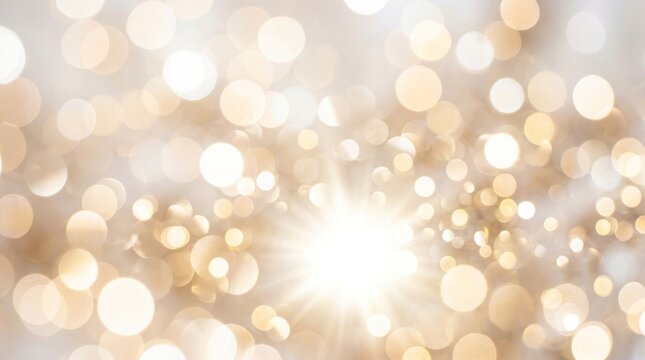 Soft golden light bokeh background with glowing circles and festive shimmer for holiday design and celebrations