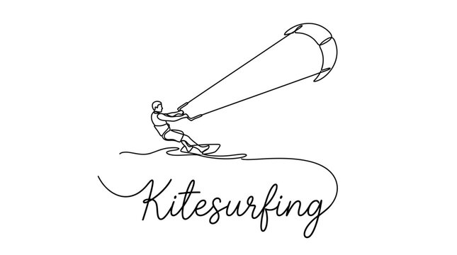 Dynamic kiteflying scene capturing the essence of outdoor sport and aerial activity with a minimalist sketch design