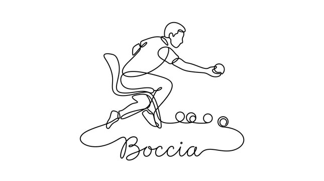 Dynamic illustration of a person engaging in boccia, a precision ball sport played on a smooth surface for athletes with