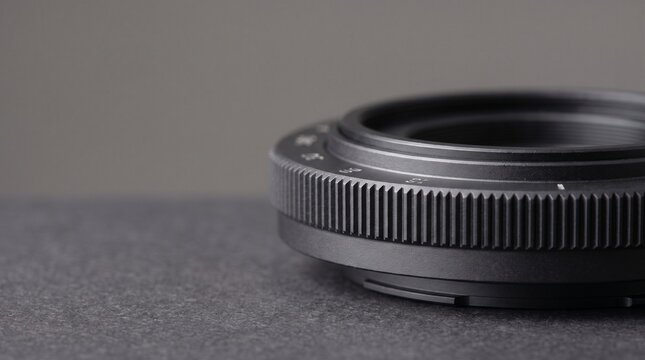 Close-up of a Manual Focus Camera Lens Ring