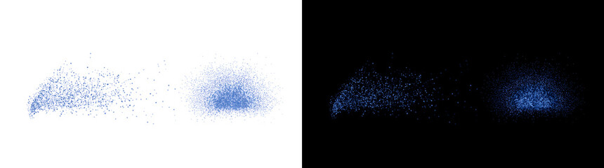 Fototapeta premium Blue glitter dust bursting in a scattered particle spray with glowing specks ideal for festive celebration design available in PNG, Transparent and Black Background Versions