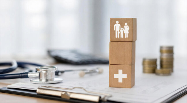Family Health Insurance and Medical Cost Planning Concept