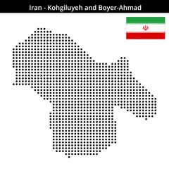 Fototapeta premium Map of Iran region Kohgiluyeh-and-Boyer-Ahmad in medium size dots