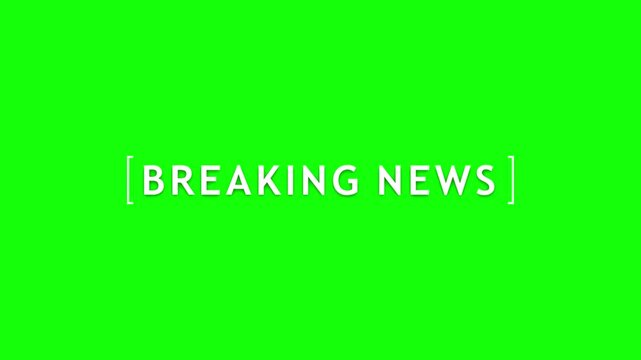 From the Glitch effect arises the text BREAKING NEWS. Then the TV turns off. Alpha channel premultiplied - Matted with color green