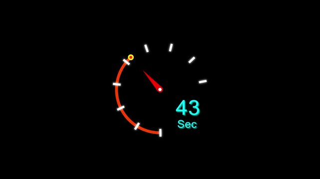 43 Sec clock icon animation. 43 Second animation on black background and creating a stunning 4k animation.