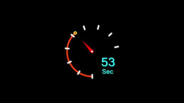 53 Sec clock icon animation. 53 Second animation on black background and creating a stunning 4k animation.