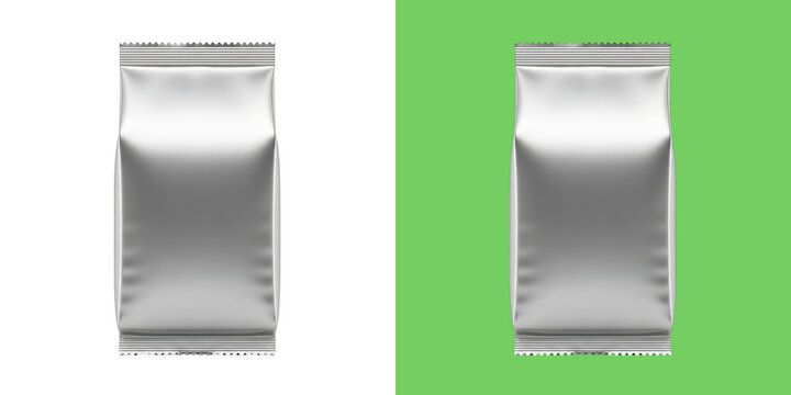 Blank Foil Packaging Bags Mockup for Product Presentation