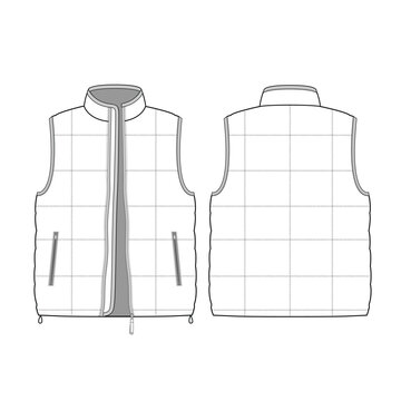 Man's puffer vest jacket 2d sketch 