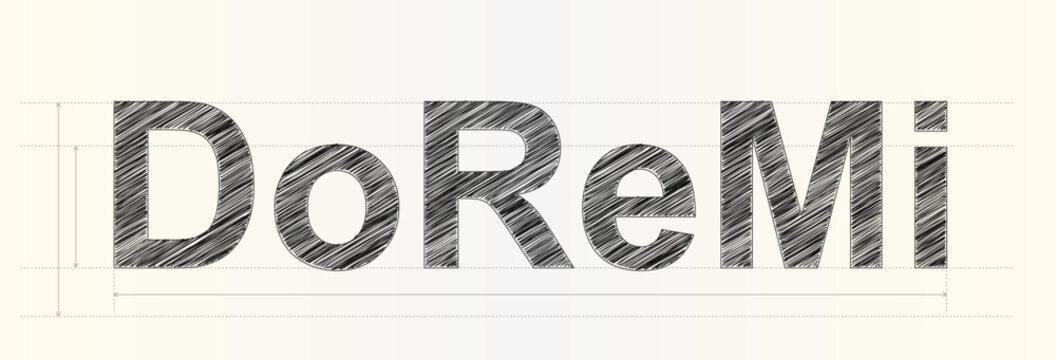Artistic hand sketched style typography with the musical term doremi perfect for creative music education design