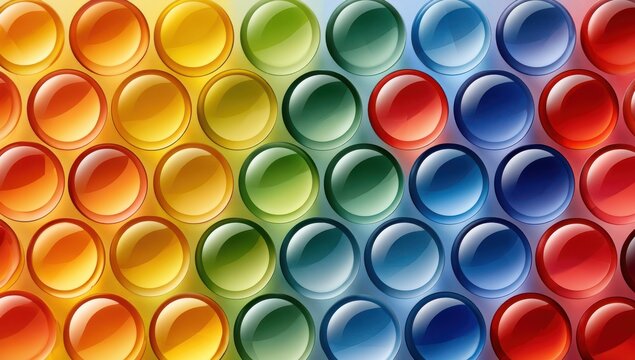 Abstract colorful pattern of glossy circular bubbles in rainbow gradient for backgrounds