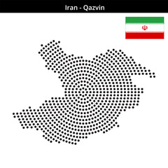 Obraz premium Map of Iran region Qazvin in concentric medium dots