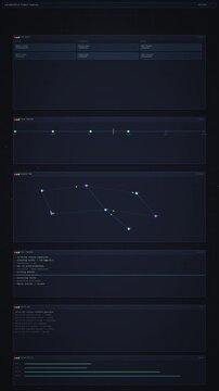 Collaborative product pipeline board stacked with sprint tasks, release timeline, deployment nodes and live activity log, vertical UI animation