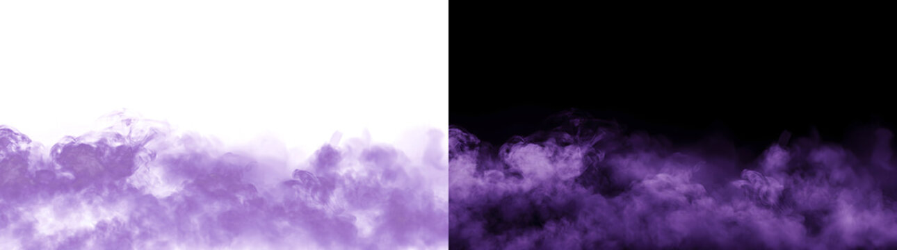 Purple smoke fog rolling across the ground with a mysterious glowing haze ideal for horror and gaming design available in PNG, Transparent and Black Background Versions