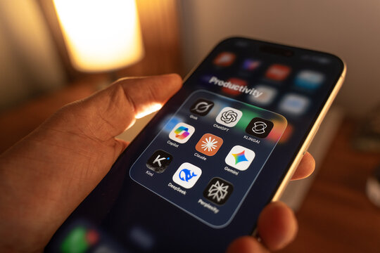 AI apps logo is displayed on the screen of a smartphone, in Bangalore, India, on July 30, 2026
