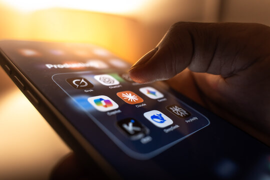 AI apps logo is displayed on the screen of a smartphone, in Bangalore, India, on July 30, 2026
