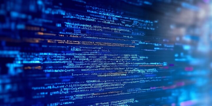 Abstract Digital Background Featuring Scrolling Lines of Computer Programming Code on Dark Display