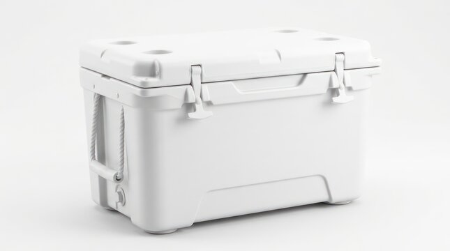Large white portable cooler box.