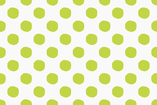 Bright green polka dots hand drawn seamless pattern. Textile, paper scrapbooking design. Eco pattern. Vector illustration.