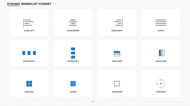 Animated Dynamic Minimalist UI Layout and Alignment Icons Grid