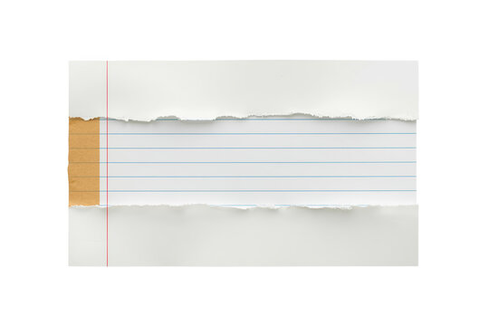Blank ruled notebook sheet with torn layered edges