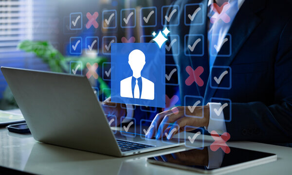 AI Candidate Screening on Laptop Interface