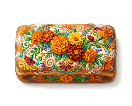 Colorful sugar skull bread for Day of the Dead celebration