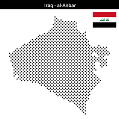 Fototapeta premium Map of Iraq region al-Anbar in medium sized cross shaped dots