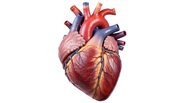 Anatomically correct human heart isolated on white background