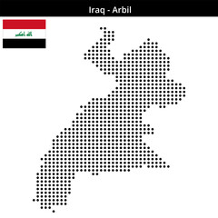 Obraz premium Map of Iraq region Arbil in medium size dots