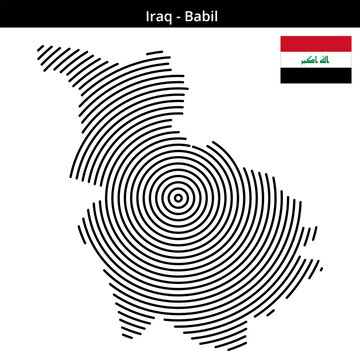 Map of Iraq region Babil in concentric medium size outlines