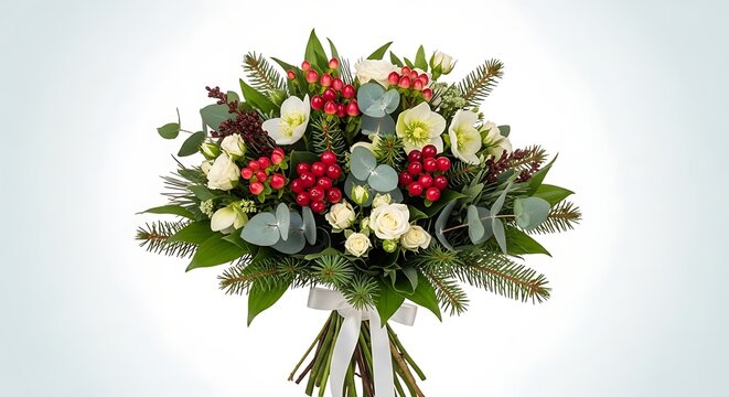 Beautiful colorful flower bouquet isolated on a plain white background