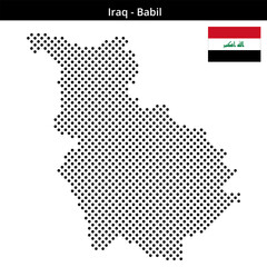 Fototapeta premium Map of Iraq region Babil in medium sized cross shaped dots
